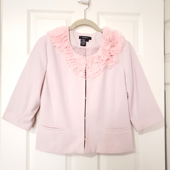 Chapter One pink blazer jacket chiffon rosette 6 fits size Small pastel spring - Picture 1 of 16